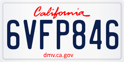 CA license plate 6VFP846