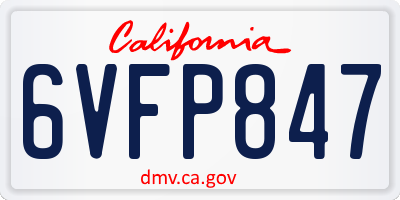 CA license plate 6VFP847