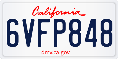CA license plate 6VFP848