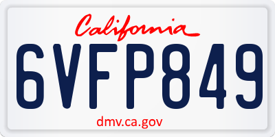 CA license plate 6VFP849