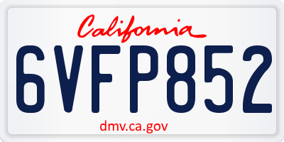 CA license plate 6VFP852