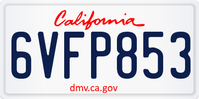 CA license plate 6VFP853