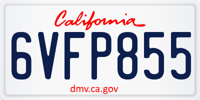 CA license plate 6VFP855