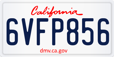CA license plate 6VFP856