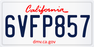 CA license plate 6VFP857