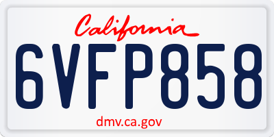 CA license plate 6VFP858