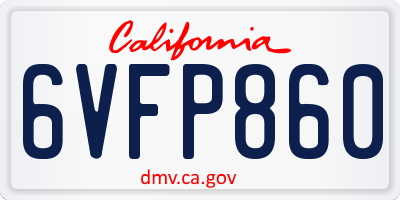 CA license plate 6VFP860