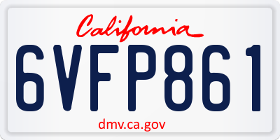 CA license plate 6VFP861