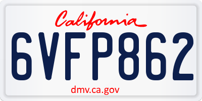 CA license plate 6VFP862