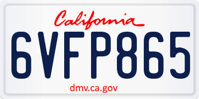 CA license plate 6VFP865
