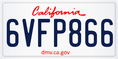 CA license plate 6VFP866