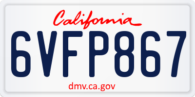 CA license plate 6VFP867