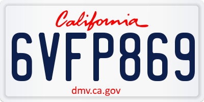 CA license plate 6VFP869