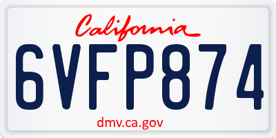 CA license plate 6VFP874