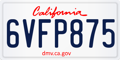 CA license plate 6VFP875