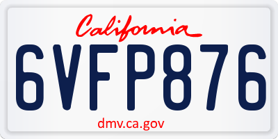 CA license plate 6VFP876