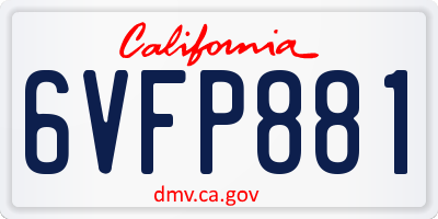 CA license plate 6VFP881