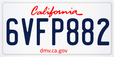 CA license plate 6VFP882