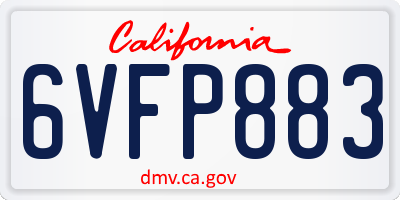 CA license plate 6VFP883