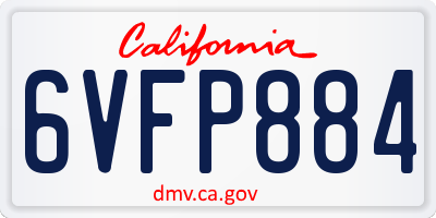 CA license plate 6VFP884