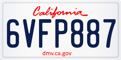 CA license plate 6VFP887