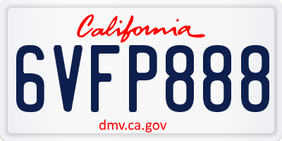 CA license plate 6VFP888