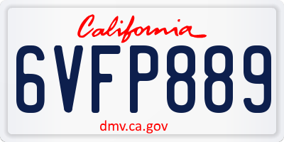 CA license plate 6VFP889