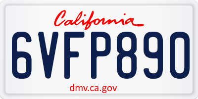 CA license plate 6VFP890