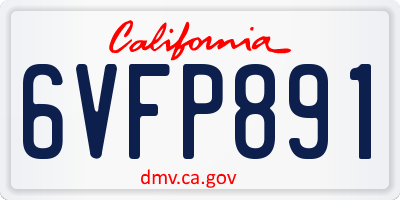 CA license plate 6VFP891