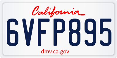CA license plate 6VFP895