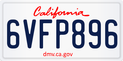 CA license plate 6VFP896