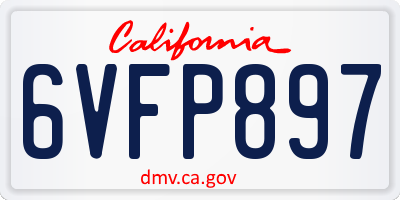 CA license plate 6VFP897