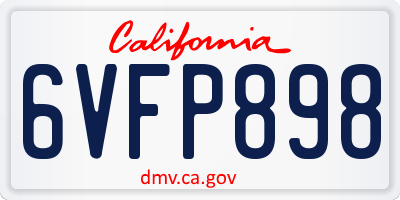 CA license plate 6VFP898