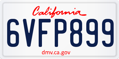 CA license plate 6VFP899