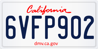 CA license plate 6VFP902