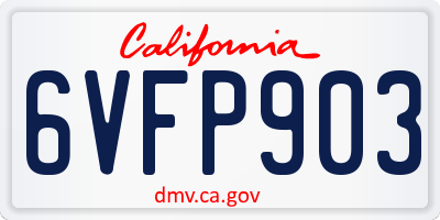 CA license plate 6VFP903