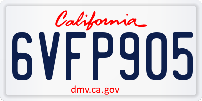 CA license plate 6VFP905
