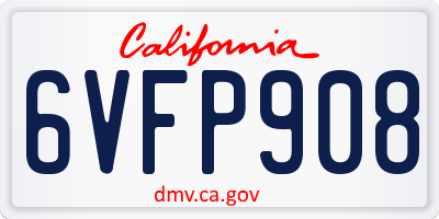 CA license plate 6VFP908
