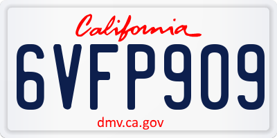 CA license plate 6VFP909