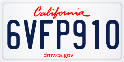 CA license plate 6VFP910