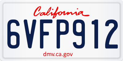 CA license plate 6VFP912
