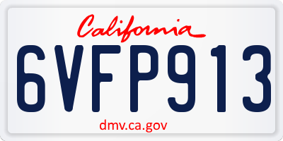 CA license plate 6VFP913