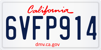 CA license plate 6VFP914