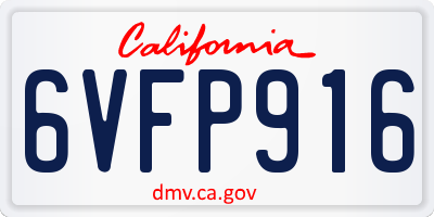 CA license plate 6VFP916