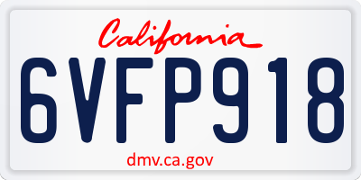 CA license plate 6VFP918