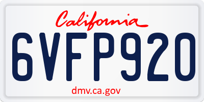 CA license plate 6VFP920