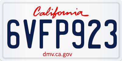 CA license plate 6VFP923