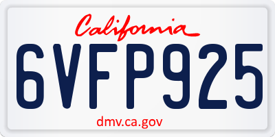 CA license plate 6VFP925