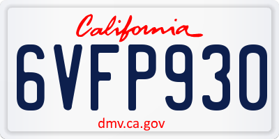 CA license plate 6VFP930