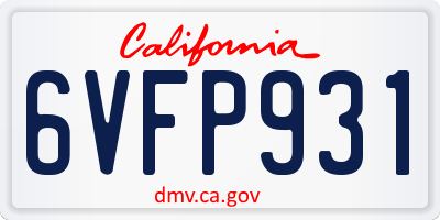 CA license plate 6VFP931